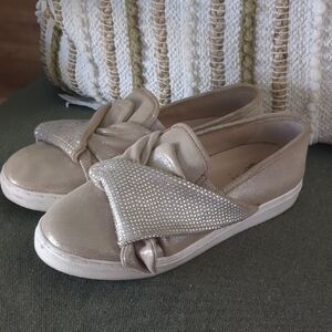 Vince Camuto Beige Slip-On Shoes with Glitter Trim